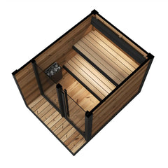 SaunaLife GL4 4-Person Outdoor Sauna Cabin Porch Glass Front