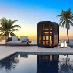SaunaLife CL3G 2-Person Outdoor Cube Sauna Glass Front