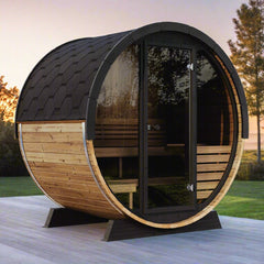 SaunaLife EE6G 4-Person Barrel Sauna 7ft3 Diameter Glass Front