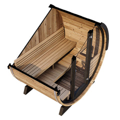 SaunaLife EE6G 4-Person Barrel Sauna 7ft3 Diameter Glass Front